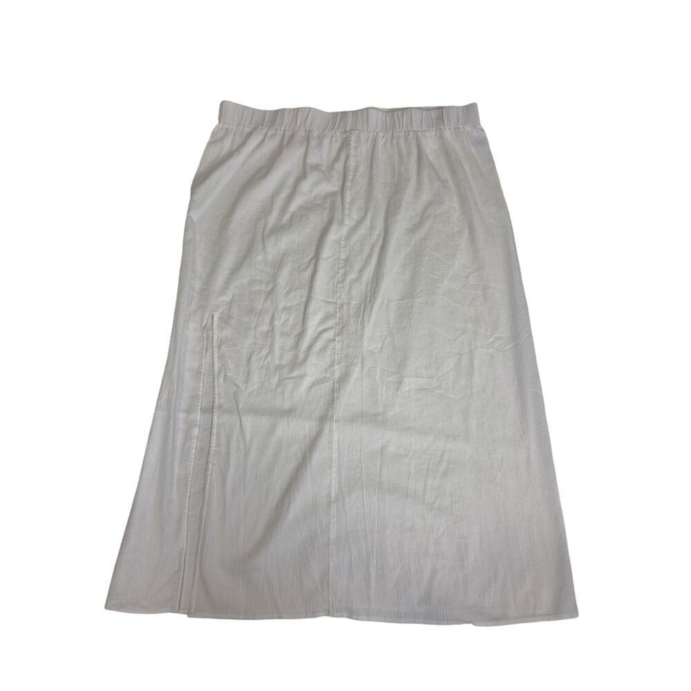 Lands End Plus Size White Gauzy Maxi Skirt Side Slit Swim Cover 3X
